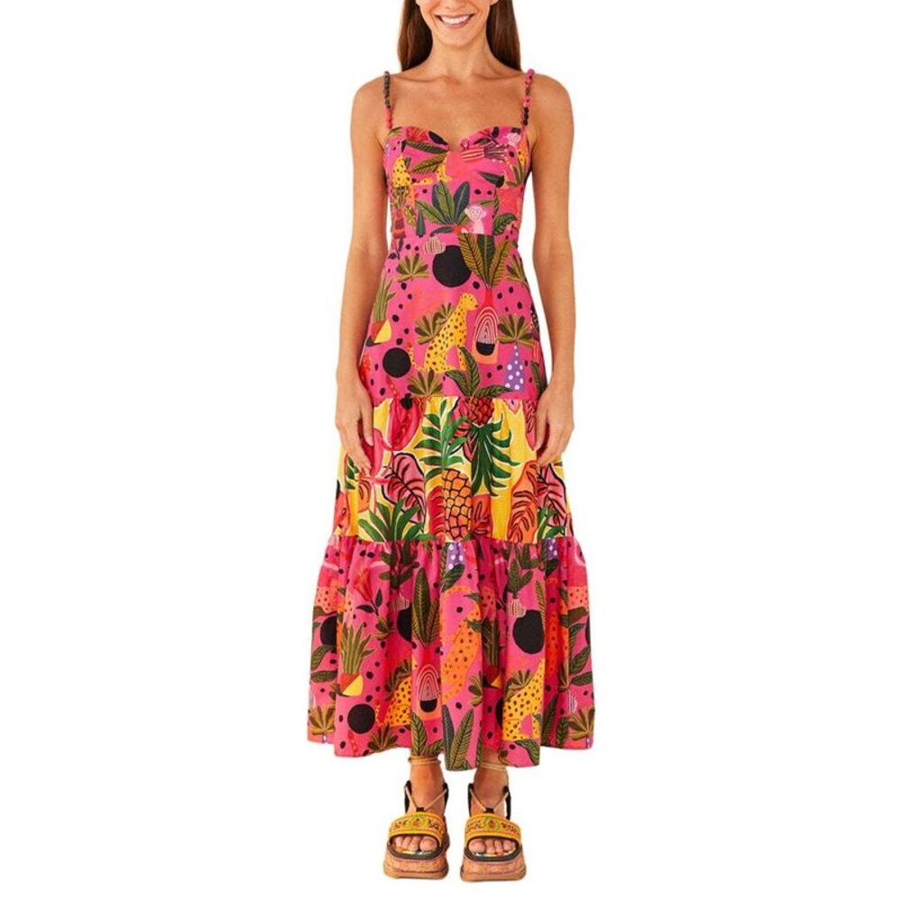 Farm Rio Womens  Pop Leopards Mixed Dress